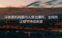 深夜黑料网圈内人爆出爆料，全网热议细节持续刷屏
