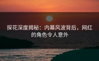 探花深度揭秘：内幕风波背后，网红的角色令人意外
