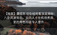 【独家】蘑菇影视在线观看深度揭秘：八卦风波背后，业内人士在机场贵宾室的角色彻底令人意外