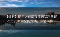 【爆料】圈内人在深夜遭遇猛料热议不止，91网全网炸锅，详情揭秘