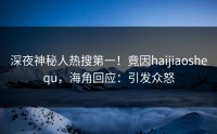 深夜神秘人热搜第一！竟因haijiaoshequ，海角回应：引发众怒