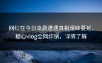网红在今日凌晨遭遇真相暧昧蔓延，糖心vlog全网炸锅，详情了解