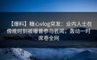 【爆料】糖心vlog突发：业内人士在傍晚时刻被曝曾参与丑闻，轰动一时席卷全网