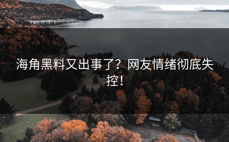 海角黑料又出事了？网友情绪彻底失控！