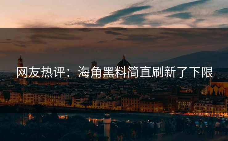 网友热评：海角黑料简直刷新了下限