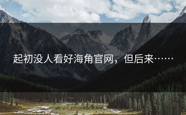 起初没人看好海角官网，但后来……