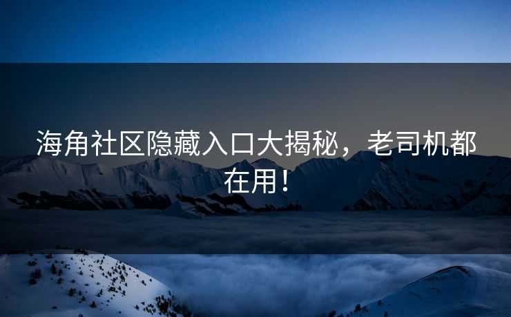 海角社区隐藏入口大揭秘，老司机都在用！