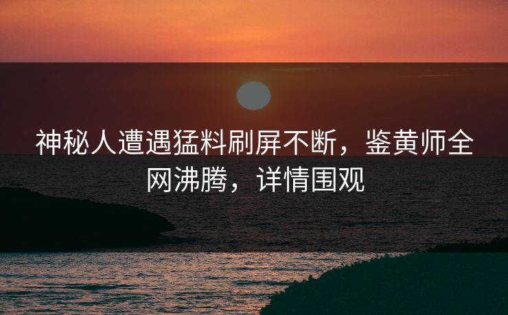 神秘人遭遇猛料刷屏不断，鉴黄师全网沸腾，详情围观
