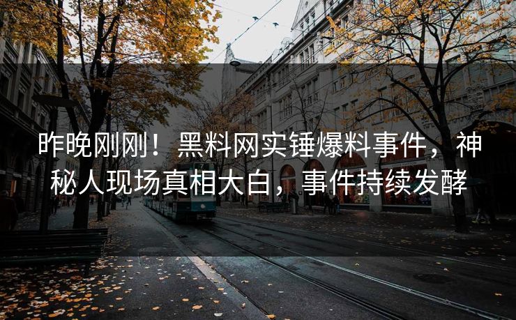昨晚刚刚！黑料网实锤爆料事件，神秘人现场真相大白，事件持续发酵