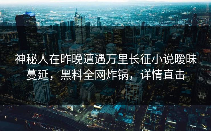 神秘人在昨晚遭遇万里长征小说暧昧蔓延，黑料全网炸锅，详情直击