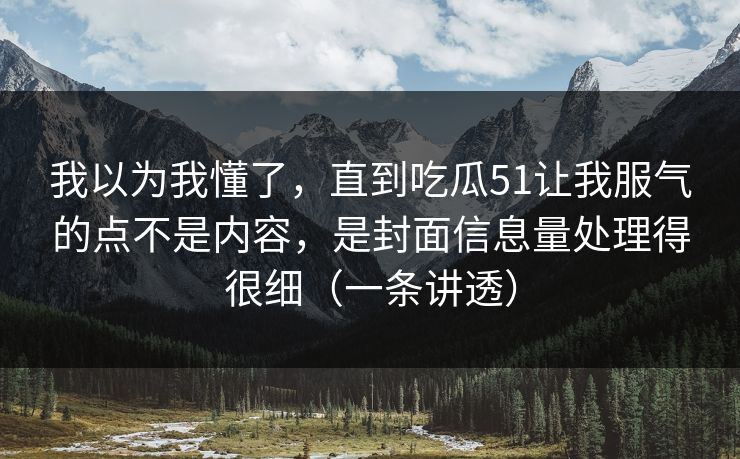 我以为我懂了，直到吃瓜51让我服气的点不是内容，是封面信息量处理得很细（一条讲透）
